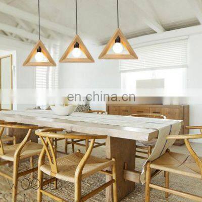 Wood Retro Modern Hanging Light Chandelier Triangle Polygon Restaurant Bar Creative Decoration LED Chandelier photo-4