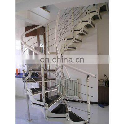 Italy Style Modern Stainless Steel Arc Stairs Floating Glass Arc Staircase With Handrail Designs