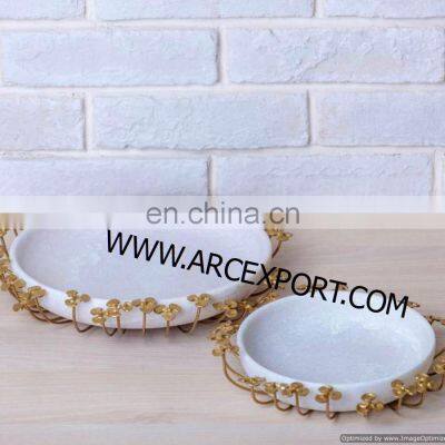 gold plated flower edge design tray