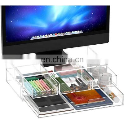 Desk Acrylic Computer Monitor Stand Riser with Drawer Computer Monitor Stand for Laptop Notebook