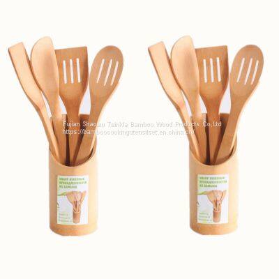 Bamboo Kitchen Utensil With Silicon Case,Wholesale Bamboo Utensil Set From China photo-5
