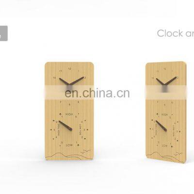 Minimalist Japanese Style Rectangle Natural Original Bamboo Tide And Singing Bowl Analog Nordic Luxury Wall Clock Decor photo-5