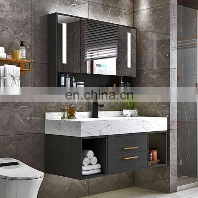 35 Inch Modern Luxury Wood Bathroom Vanity Cabinet Set Unit Combo Stone Countertop Smart LED  Mirror Cabinet