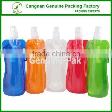 Portable soft water bottle outdoor sport flexible water bottle with carabiner