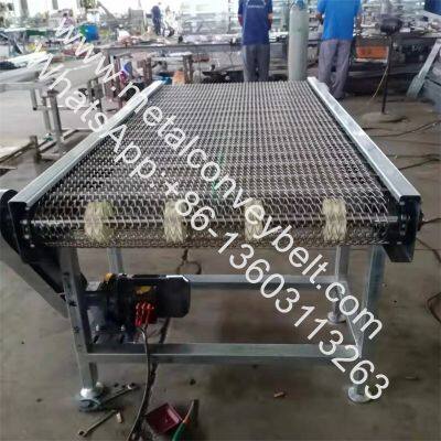 Food Machinery Conveyor Flat Mesh Belt roller chain driven belt conveyor belt