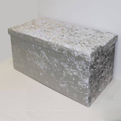 Ice Velvet Ottoman-Light Grey