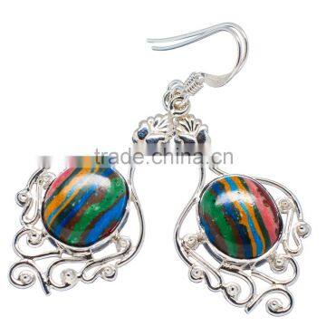 Rainbow Calsi EARRINGS ,925 sterling silver jewelry wholesale,WHOLESALE SILVER JEWELRY,SILVER EXPORTER,SILVER JEWELRY FROM INDIA