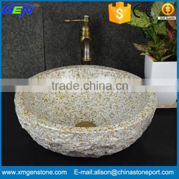 Beautiful Natural Stone Material Polished Bathroom Yellow Granite Sink