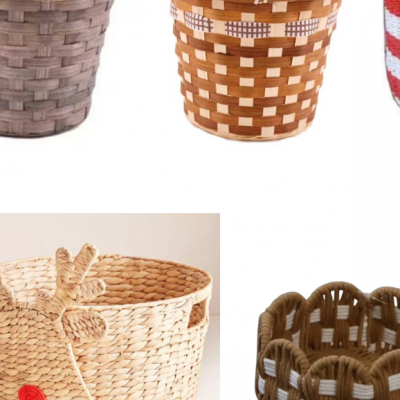 Xmas basket, tree collar glass and decors