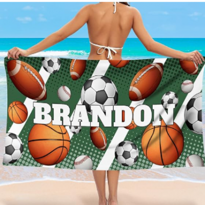 Customized Beach Towel Personalized Sport Pool Towels Football Rugby Bath Towel Microfiber Quick-Dry