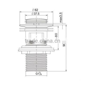 Watermark New Style Basin Wash Waste Drain Pop Up Click Clack Chrome Plated With Overflow(K90) photo-2