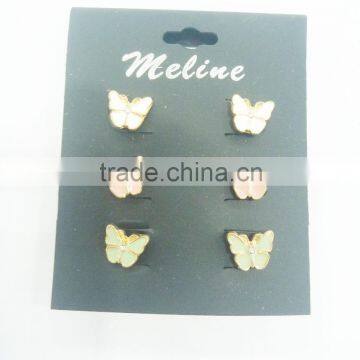 TRIO EARRING ,MULTI COLOR BUTTERFLY