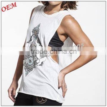 High Quality Ladies Loose Fit Tank Top Womens Workout Singlets Low Cut Sleeveless Sport Running Wear
