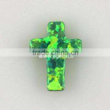 Synthetic OP11 Kiwi Green Cross Opal Gem With a Drilled Hole photo-4