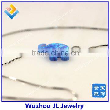 2015 New Arrived Synthetic Light Blue Opal Elephant Pendant With Fashion S925 Sterling Silver Chain Necklace photo-5