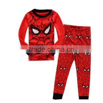 Spider-man red cute kids pajiamas cartoon wholsale cotton children clothing sets long sleeve boutique winter oufit