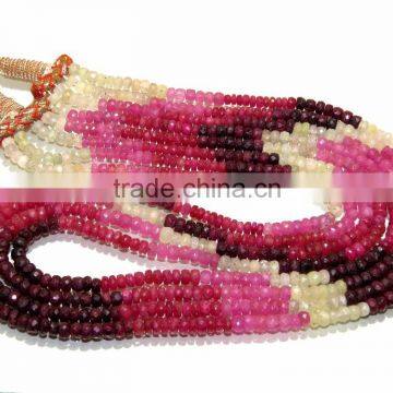 Multi Ruby Sapphire Faceted Roundel Beads