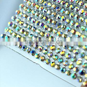 120x45cm Hot Fix Crystal Rhinestone Strass Aluminum Setting Mesh Sheets Trimming