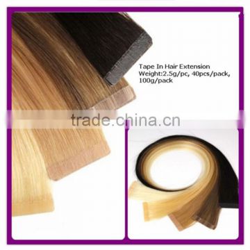 2014 New coming best indian/ european human remy tape hair extensions with factory price