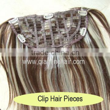 piano color remy human hair half wigs clip in hair extensions