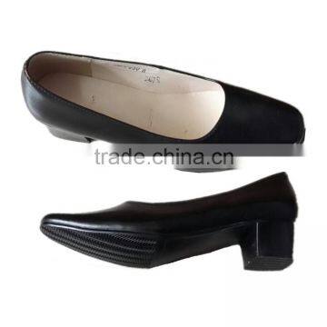 Famous brand name comfort black women square heel shoes wholesale