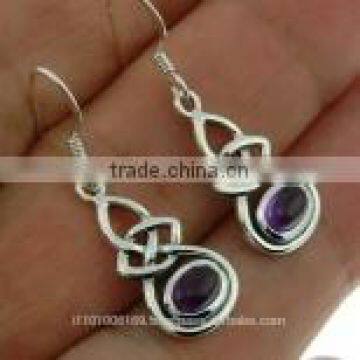 Amethyst Celtic Knot Silver Earrings, e302