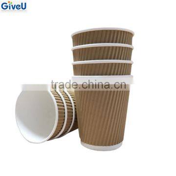 12oz Kraft Triple- Walled Paper Ripple Cups Hot Paper Cup Printing