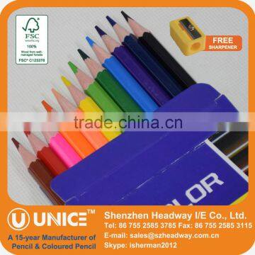 Colored Lead Wooden Pencil Back to School; School Supply Colored Pencil Set with Free Sharpener                        
                                                Quality Choice