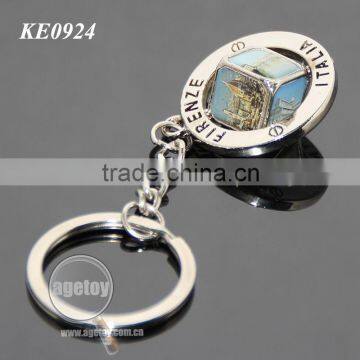 Italy Firenze Souvenirs Customized Spinning Scenery Dice Rotate Metal Revolve Dice Key Ring photo-6