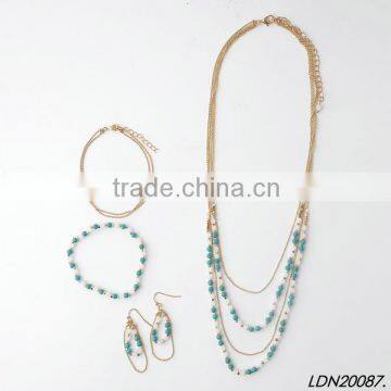 Ultra Pendant Green and White Beaded With Gold Chani Necklace With Matching Earrings and Bracelet photo-3