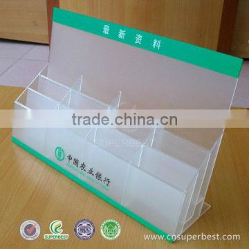 Acrylic brochure holder in three levels