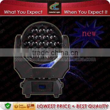 Hot !! 2015 19pcs 12.8w LED beam moving head zoom light / zoom moving head quad color led