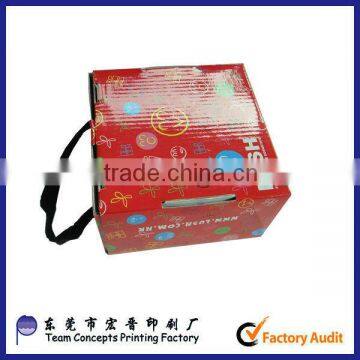 corrugated cardboard printed box with handles