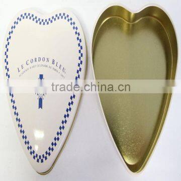 Lovely white color heart shape chocolate Tin Box made in china