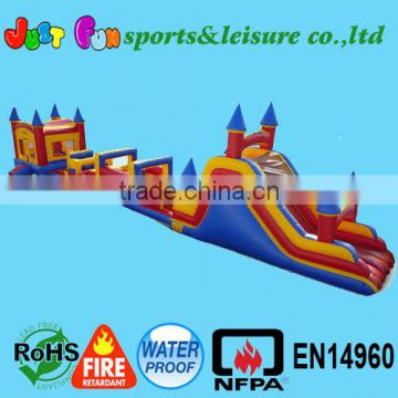 81ft long kids bouncy slide obstacle, inflatable turbo rush obstacle course