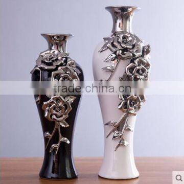 hand made rose ceramic silver wedding vases for home deco