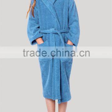 Wholesale Warm Winter 100% Cotton Hooded Terry Kid's Bathrobe photo-2