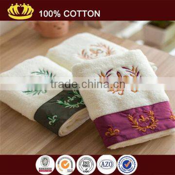 100% cotton bordered OEM embroidery luxury white hotel face towel