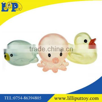 Eco-friendly transparent animal soft bath squirt toys 3PCS