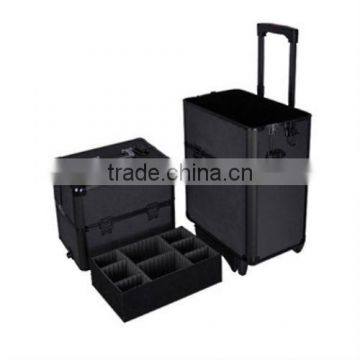 High Quality Black Train Beauty Cosmetic Makeup Case With Wheels ZYD-LG32