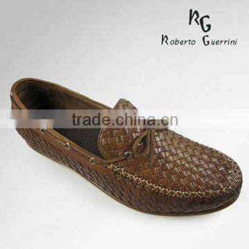 Men leather woven shoe