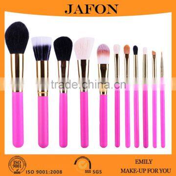 11 pcs Beauty rose red handle goat hair cosmetic tool with gold ferrule,accept OEM