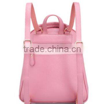 Hot Pink Leather Girls Backpack , Shopping Travel Bag photo-2