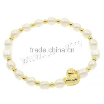 Cultured Freshwater Pearl Brass Bracelet