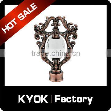 KYOK New design crystal glass curtain rod finials glass