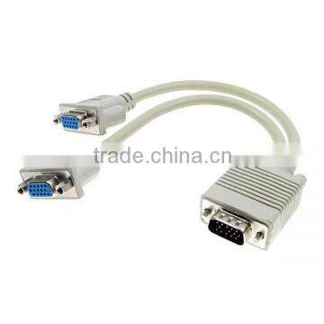 1 male to 2 female vga 15 pin splitter cable