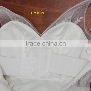 Factory Real Sample! High Quality Two Tulle Straps Nice Design Organza Ruffle Skirt Lace Wedding Dress photo-4