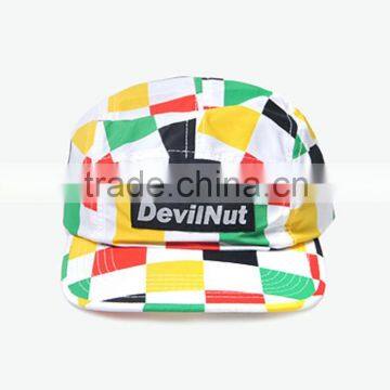 Custom 5 Panel Hats Checked 100% Polyester Printed Snapback Caps photo-2