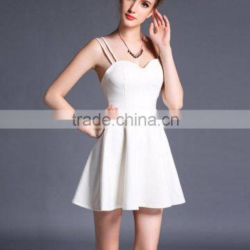 Hot Girls Women Double Straps Mini Dress With Bra Falsies Inside Stretchy Knitting Dress Solid Color