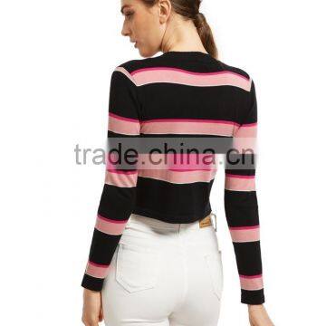 Chinese Clothing Manufacturers 2016 Fall and Winter Cropped Stripe Short Knitted Sweater Designs for Women photo-2